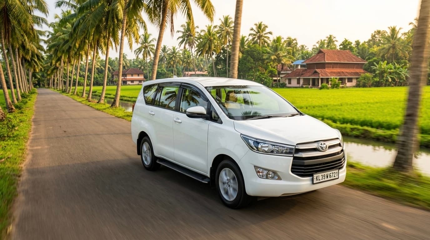 Toyota Innova Crysta bucket seat rental in Kochi with roof carrier