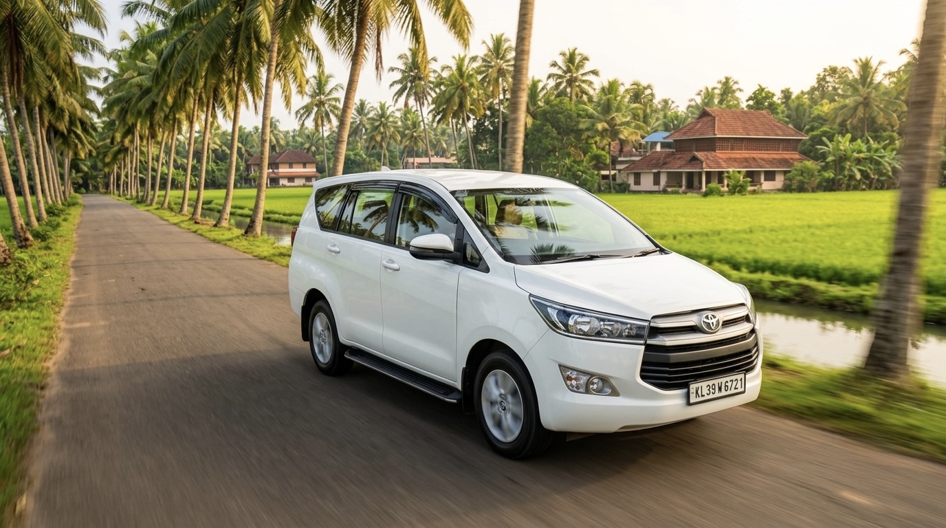 Toyota Innova Crysta bucket seat rental in Kochi with roof carrier